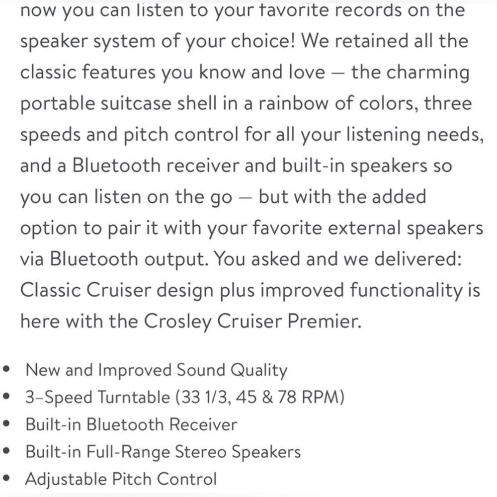 New Open Box Crosley Model:CR8005G-BK S/N:690751223 Travel TurnTable . - Picture 5 of 16